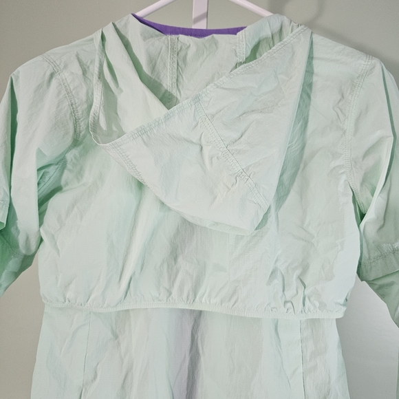 Girls Comlumbia Athena Windbreaker Long Jacket Sea Ice Green Purple Youth Medium - Picture 5 of 7